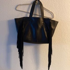 NWT Steve Madden Black Bhamertote bag with fringe.